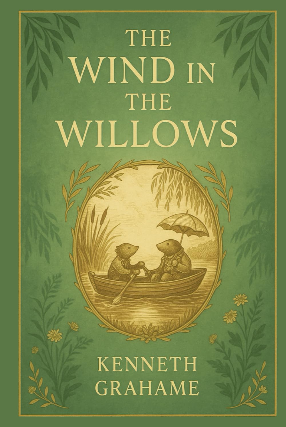 A book cover with two bears in a boat Description automatically generated